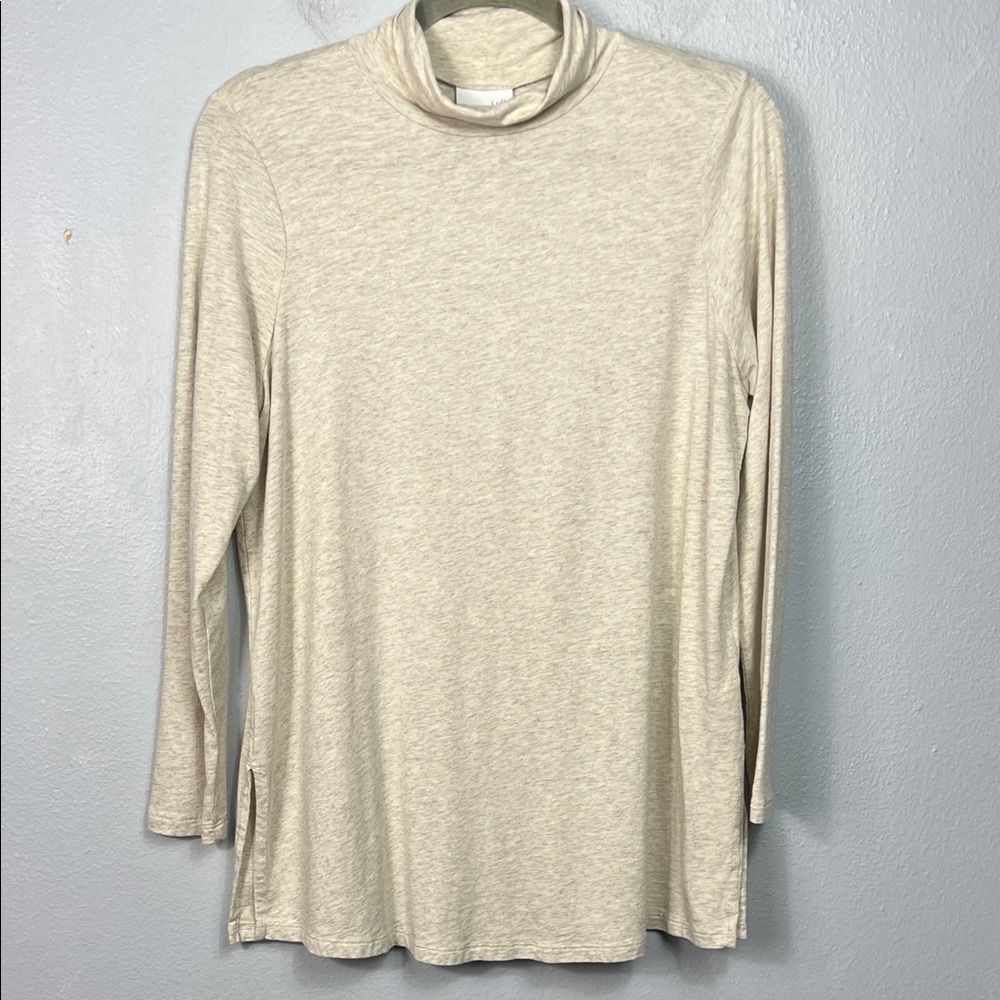 J. Jill Heather Oatmeal Long Sleeve Turtleneck Tunic Top Medium Petite